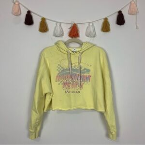 BP. Cropped Moonlight Beach Graphic Yellow Hoodie Size Large